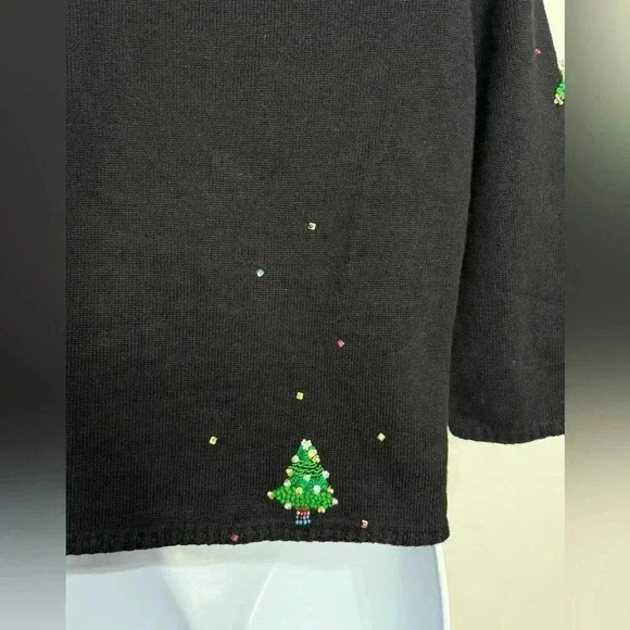 Vintage Michael Simon Cardigan Christmas Trees Embellished sweater Size Medium - Picture 8 of 12